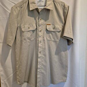 Orvis Short Sleeve Button Down Shirt in Tan